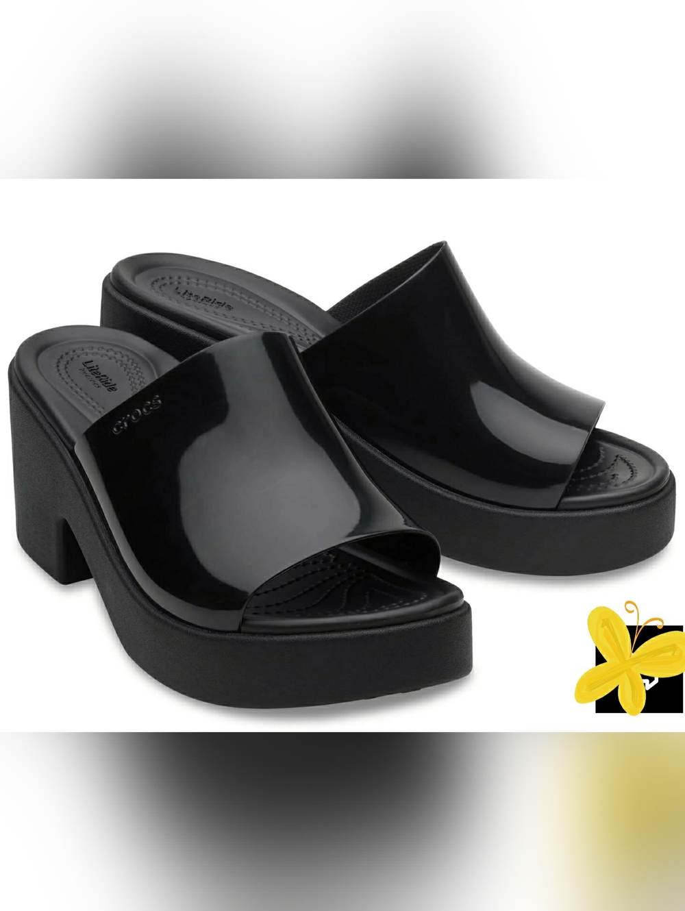 CROCS NWOT BROOKLYN SLIDE HIGH SHINE - Heeled mules - black - W8